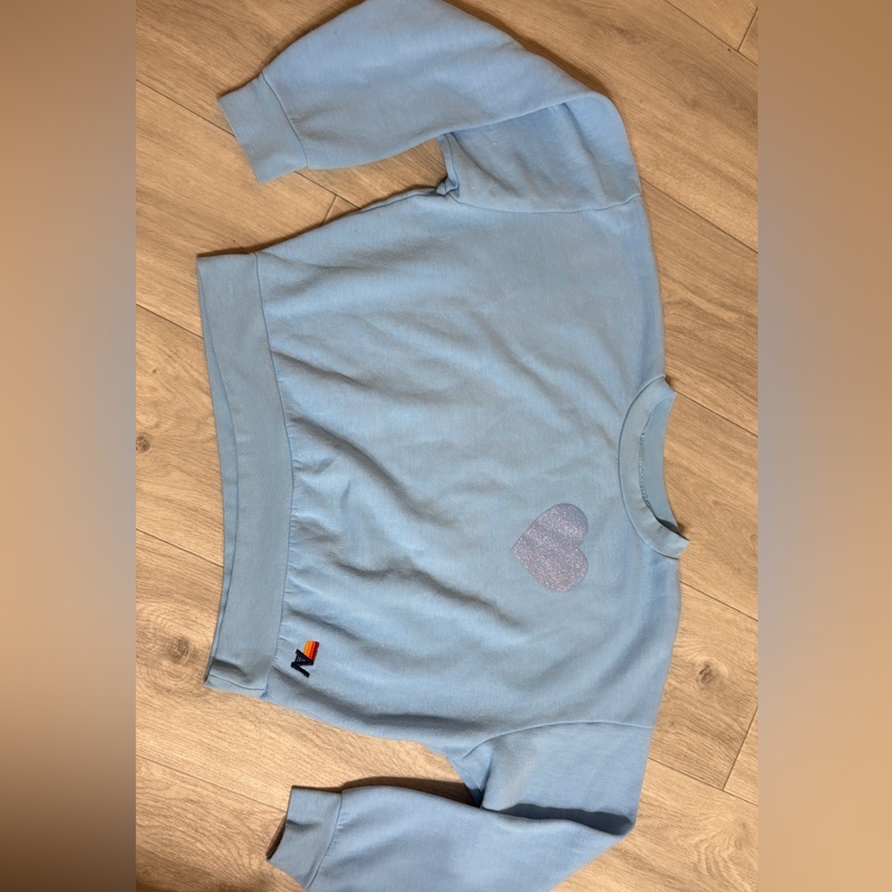 Aviator Nation Light Blue Heart Sweatshirt